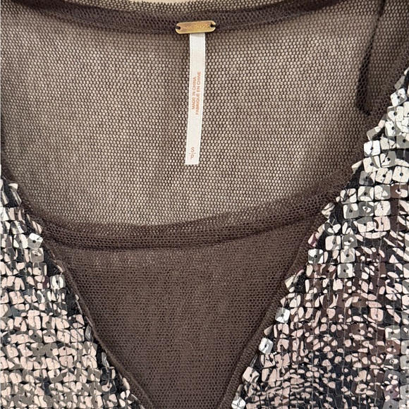 Free People Black Silver Sequin Backless Dress - Picture 5 of 14